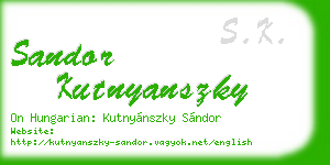 sandor kutnyanszky business card